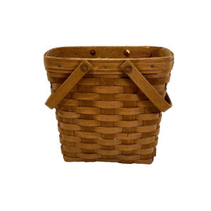 1987 Longaberger Two Quart Basket 2 Swinging Handles 9.5"L x 5"W x 9.5"H